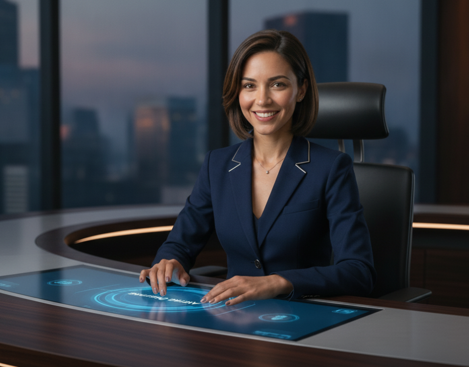 Crystal Wolf seated at an operations desk pausing at an approval gate